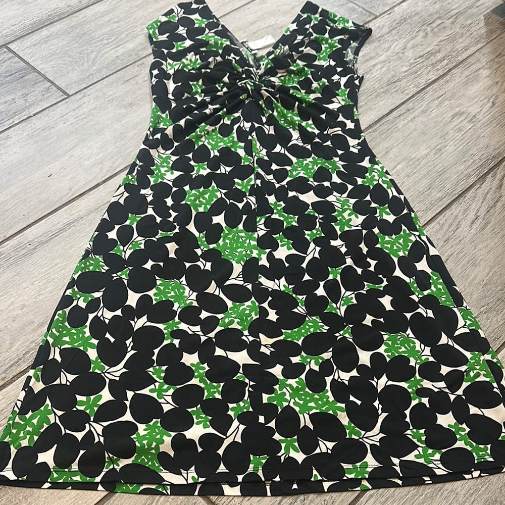 LIZZATTI Floral Black and Green Sleeveless Dress size 10